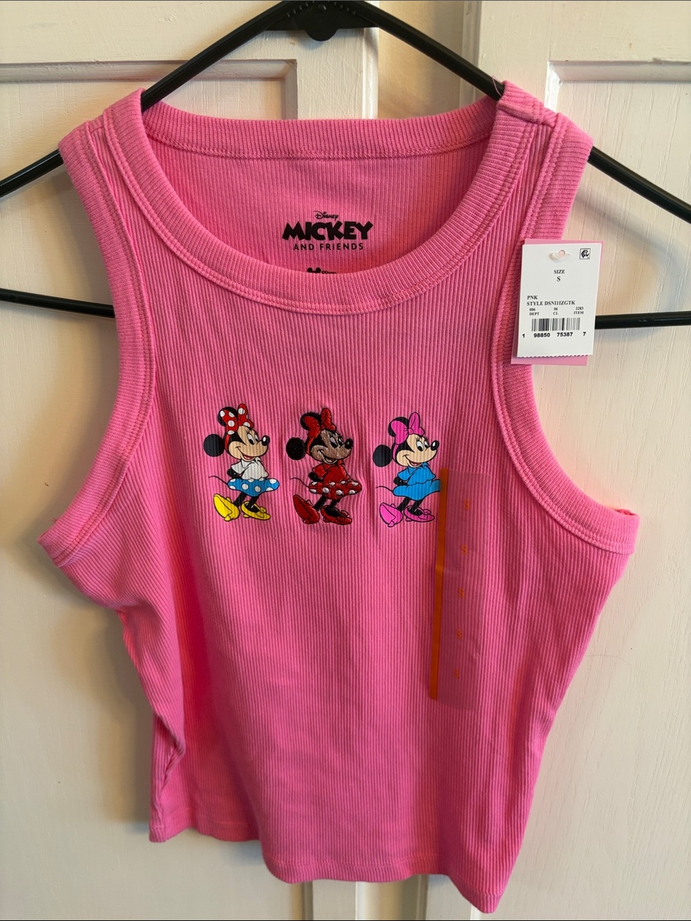 NWT Disney Pink Minnie Mouse Trio Ribbed Tank Top Size Small